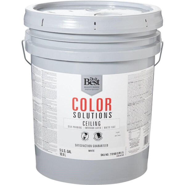 All-Source Color Solutions Latex Self-Priming Flat Ceiling Paint, White, 5 Gal. CS46W0840-20 - main